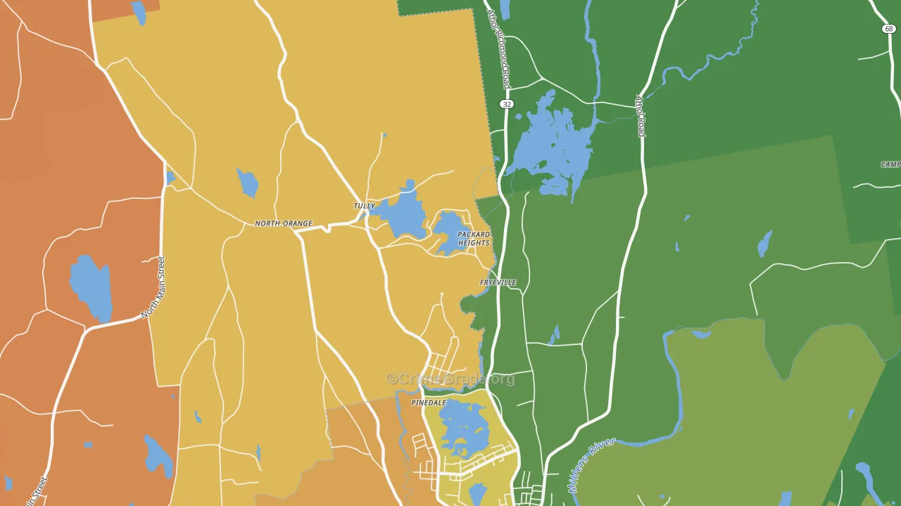 North Orange, MA Map of Theft Rates