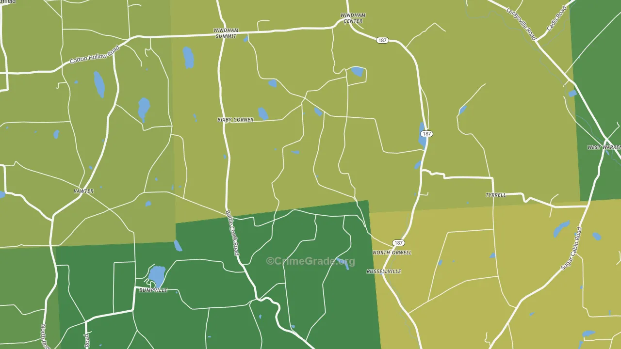North Orwell, PA Map of Theft Rates