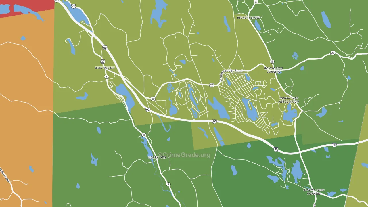 North Otis, MA Map of Theft Rates