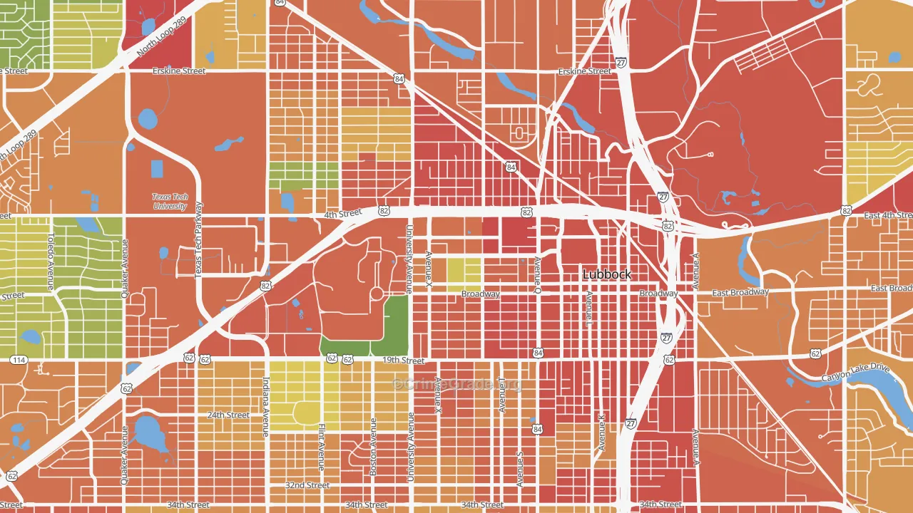 North Overton, Lubbock, TX Map of Theft Rates
