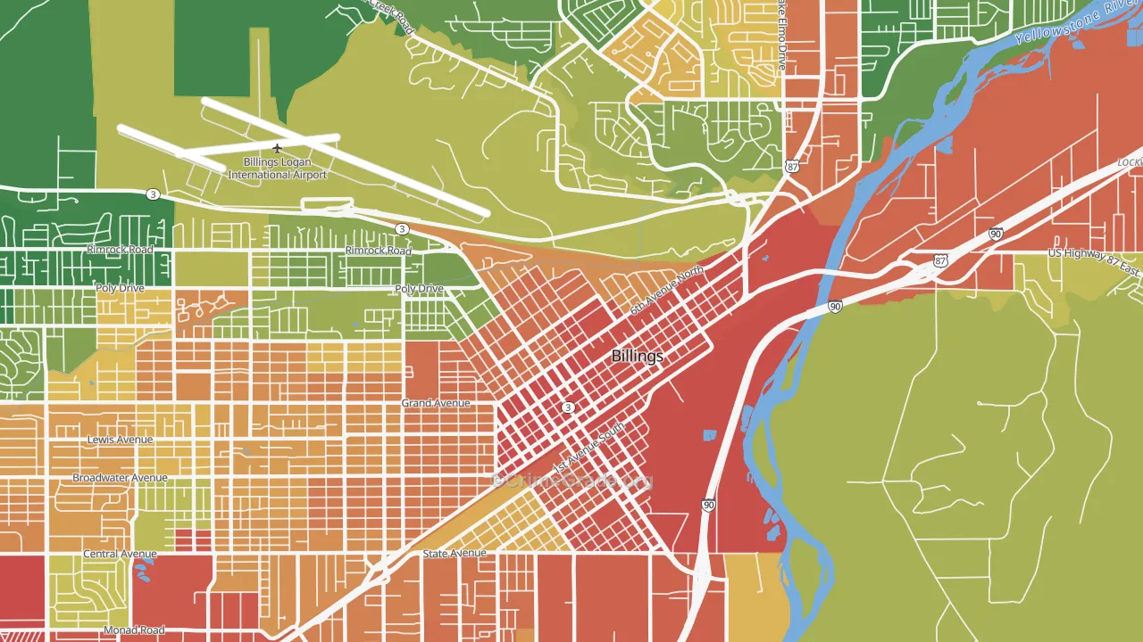 North Park, Billings, MT Map of Theft Rates