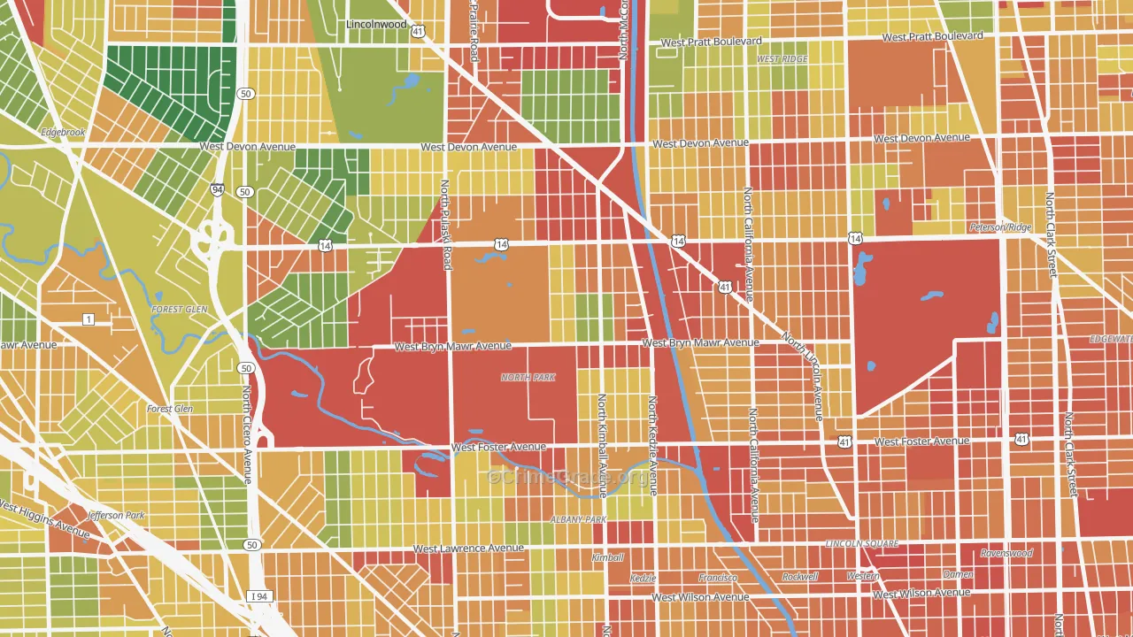 North Park, Chicago, IL Map of Theft Rates