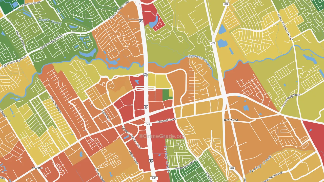 North Park Forest, Houston, TX Map of Theft Rates