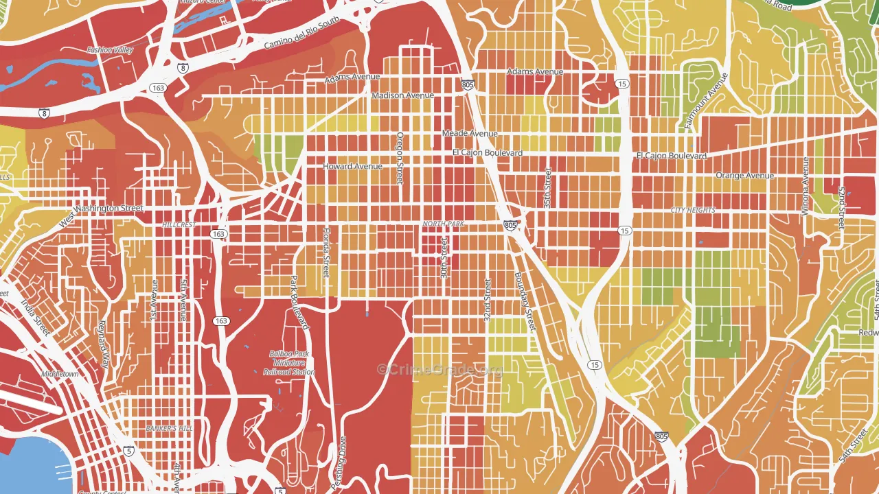 North Park San Diego, San Diego, CA Map of Theft Rates