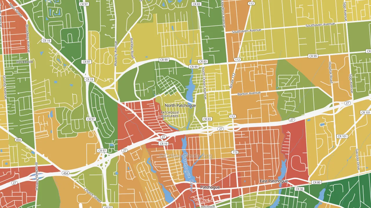 North Patchogue, NY Map of Theft Rates
