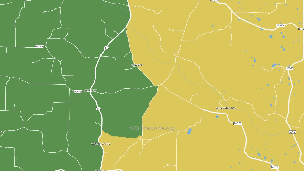 North Patton, MO Map of Theft Rates