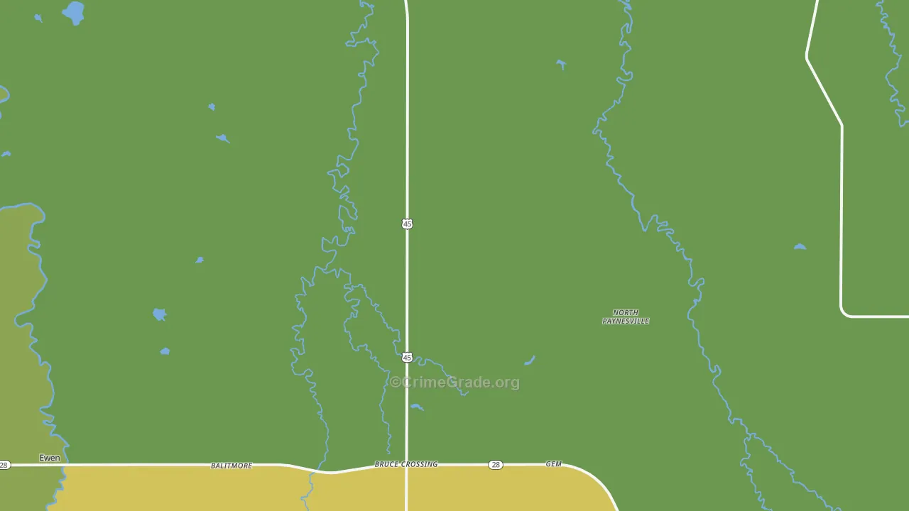 North Paynesville, MI Map of Theft Rates