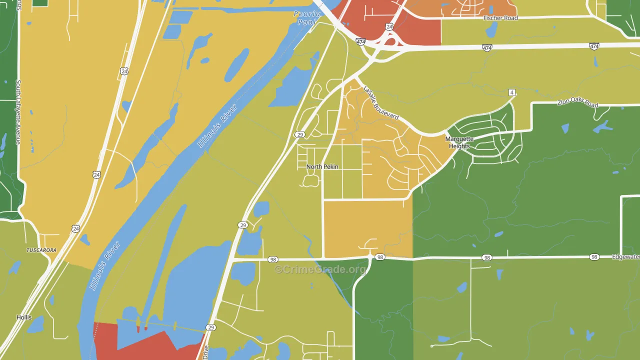 North Pekin, IL Map of Theft Rates