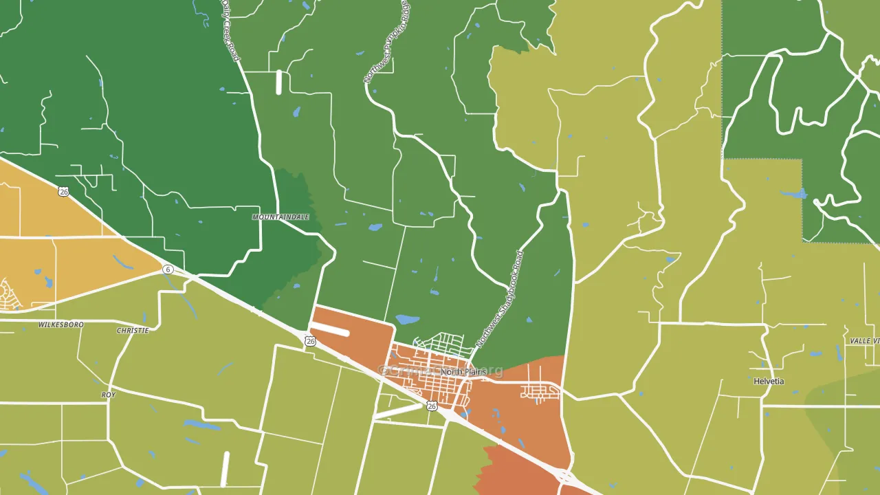 North Plains, OR Map of Theft Rates