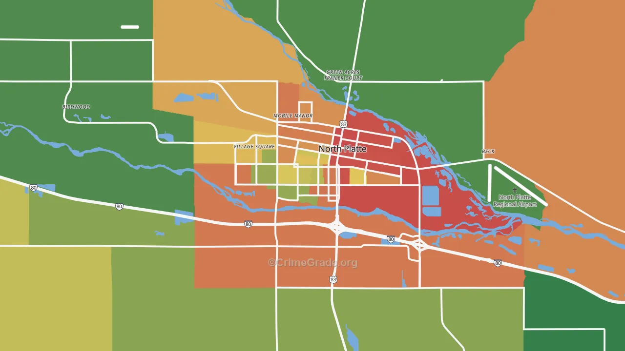 North Platte, NE Map of Theft Rates