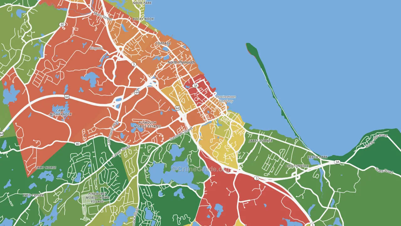 North Plymouth, Plymouth, MA Map of Theft Rates