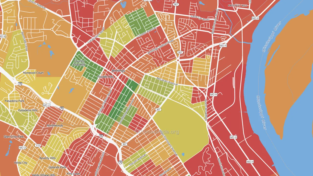 North Pointe, St. Louis, MO Map of Theft Rates
