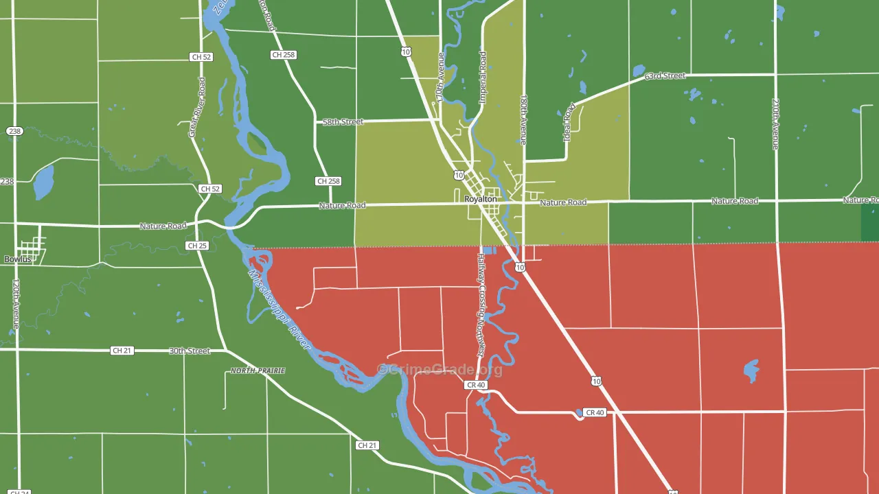 North Prairie, MN Map of Theft Rates
