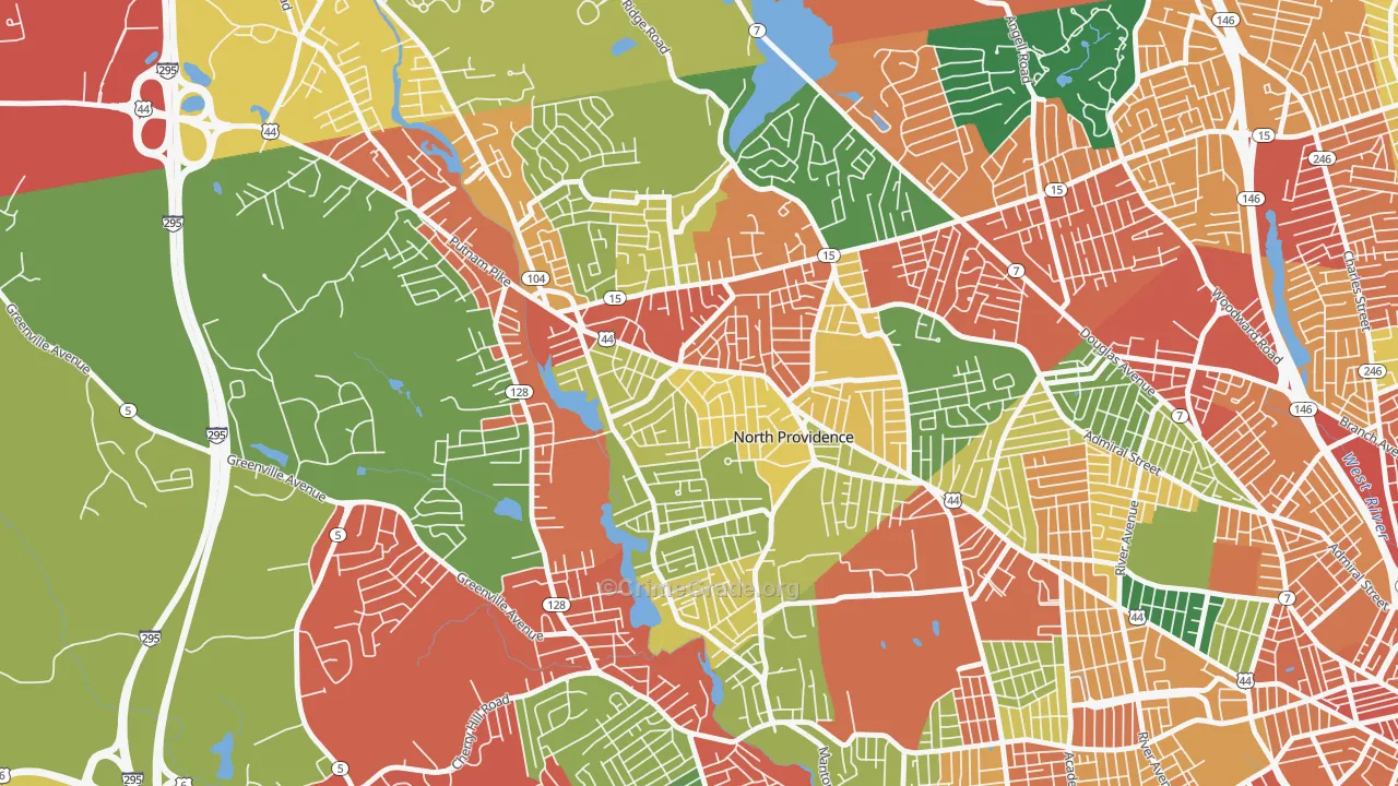 North Providence, RI Map of Theft Rates