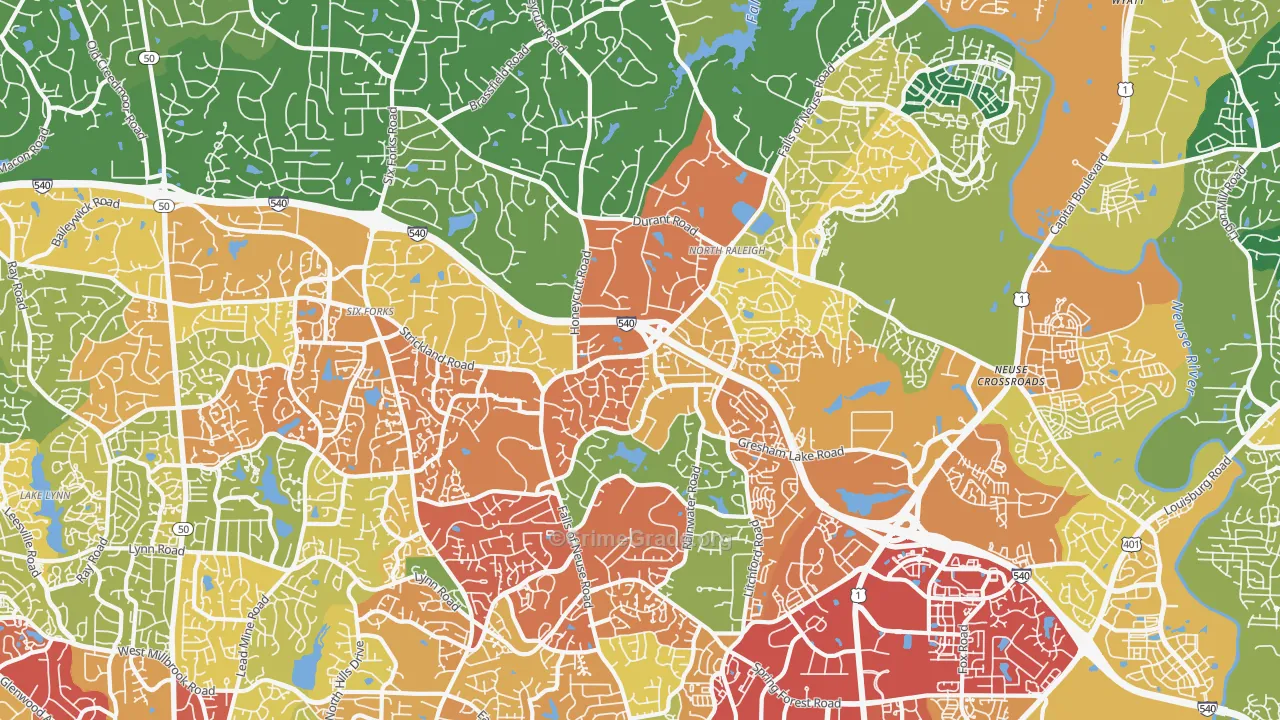 North, Raleigh, NC Map of Theft Rates