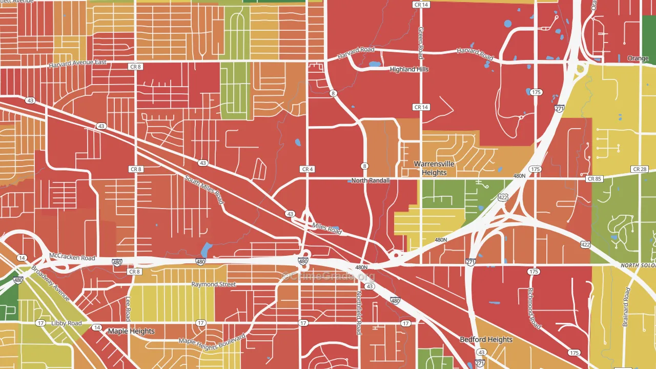 North Randall, OH Map of Theft Rates