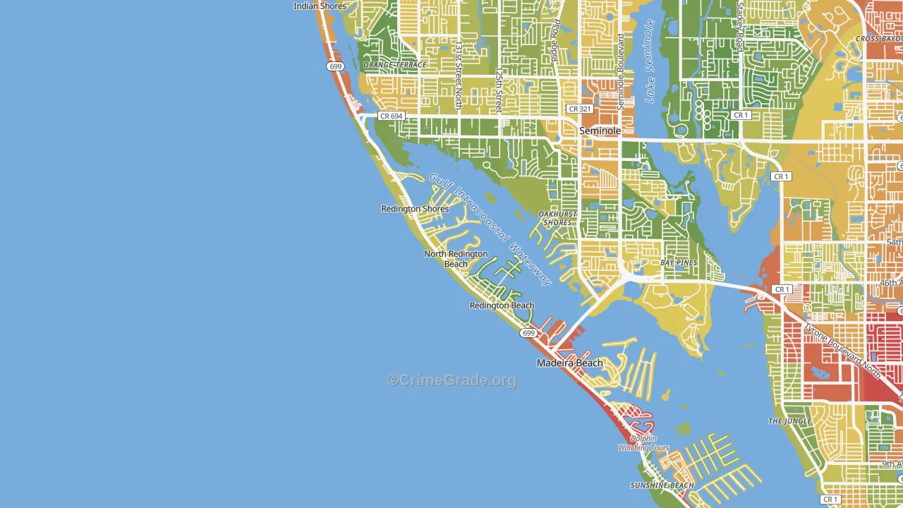 North Redington Beach, FL Map of Theft Rates