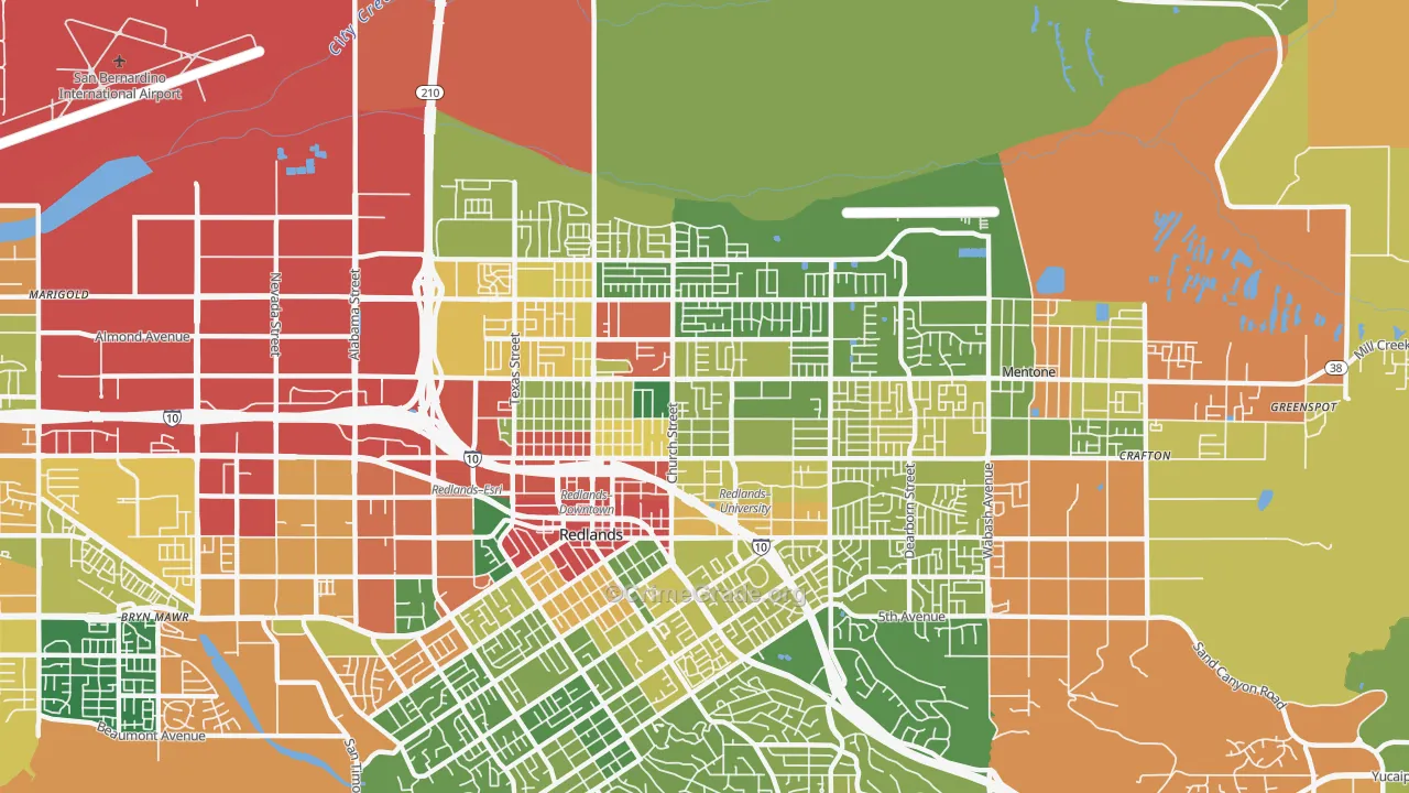 North Redlands, Redlands, CA Map of Theft Rates