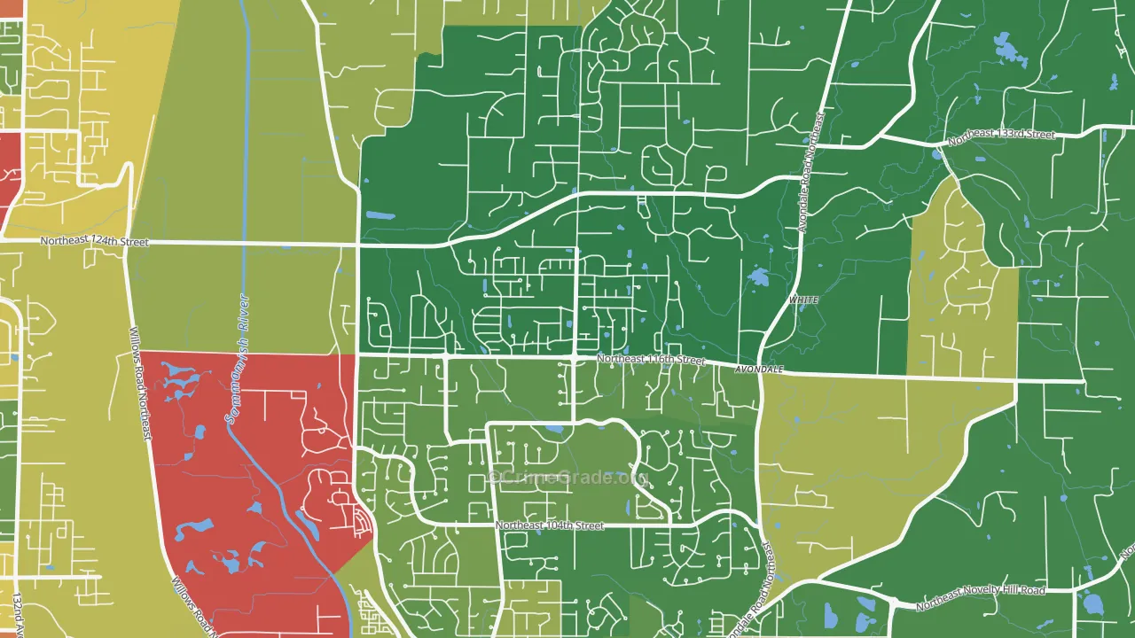 North Redmond, Redmond, WA Map of Theft Rates