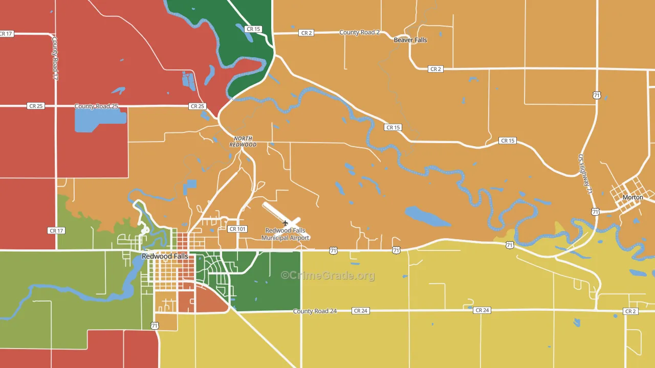 North Redwood, MN Map of Theft Rates