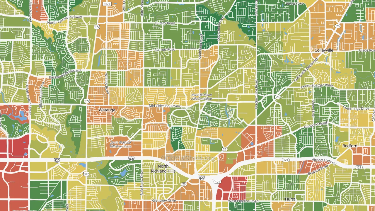 North Richland Hills, TX Map of Theft Rates
