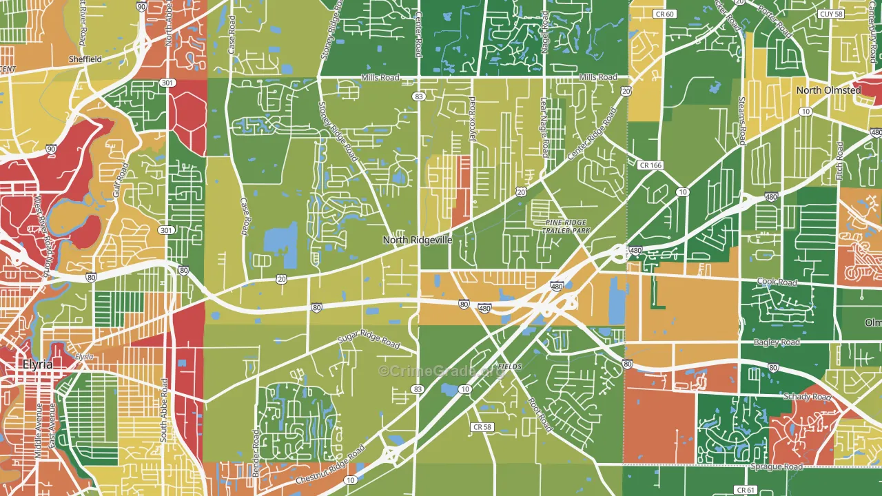 North Ridgeville, OH Map of Theft Rates
