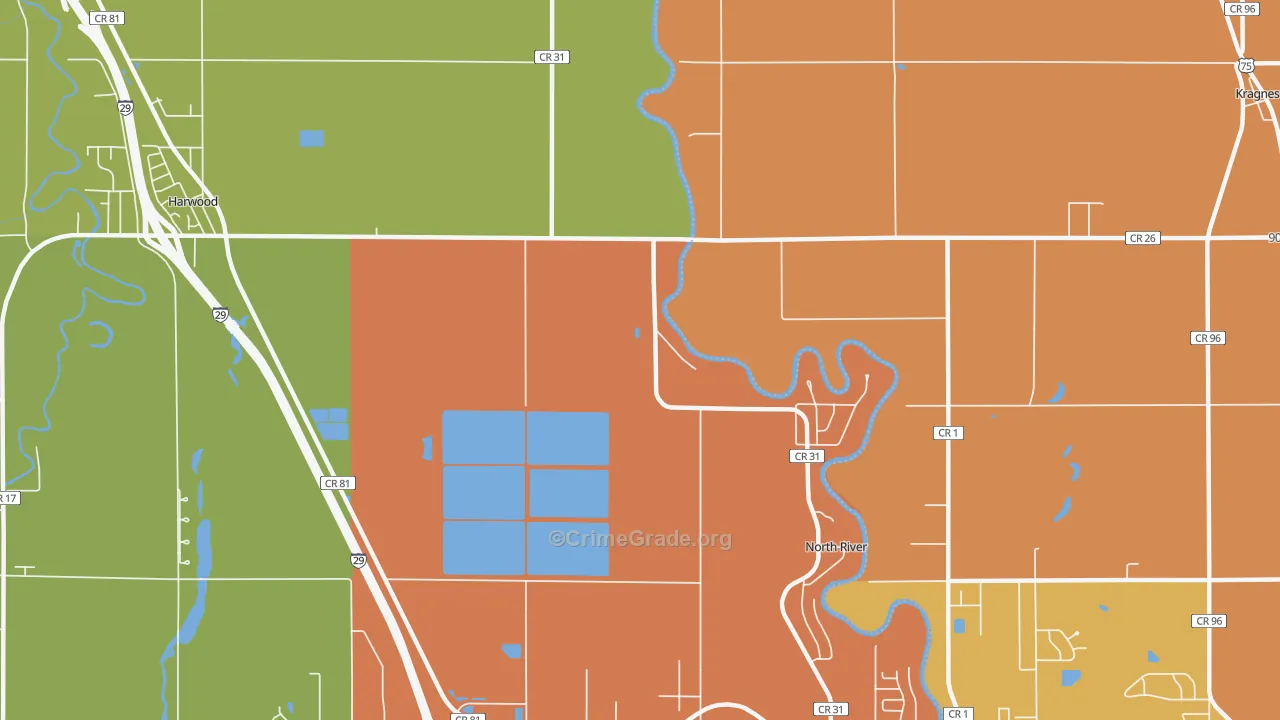 North River, ND Map of Theft Rates