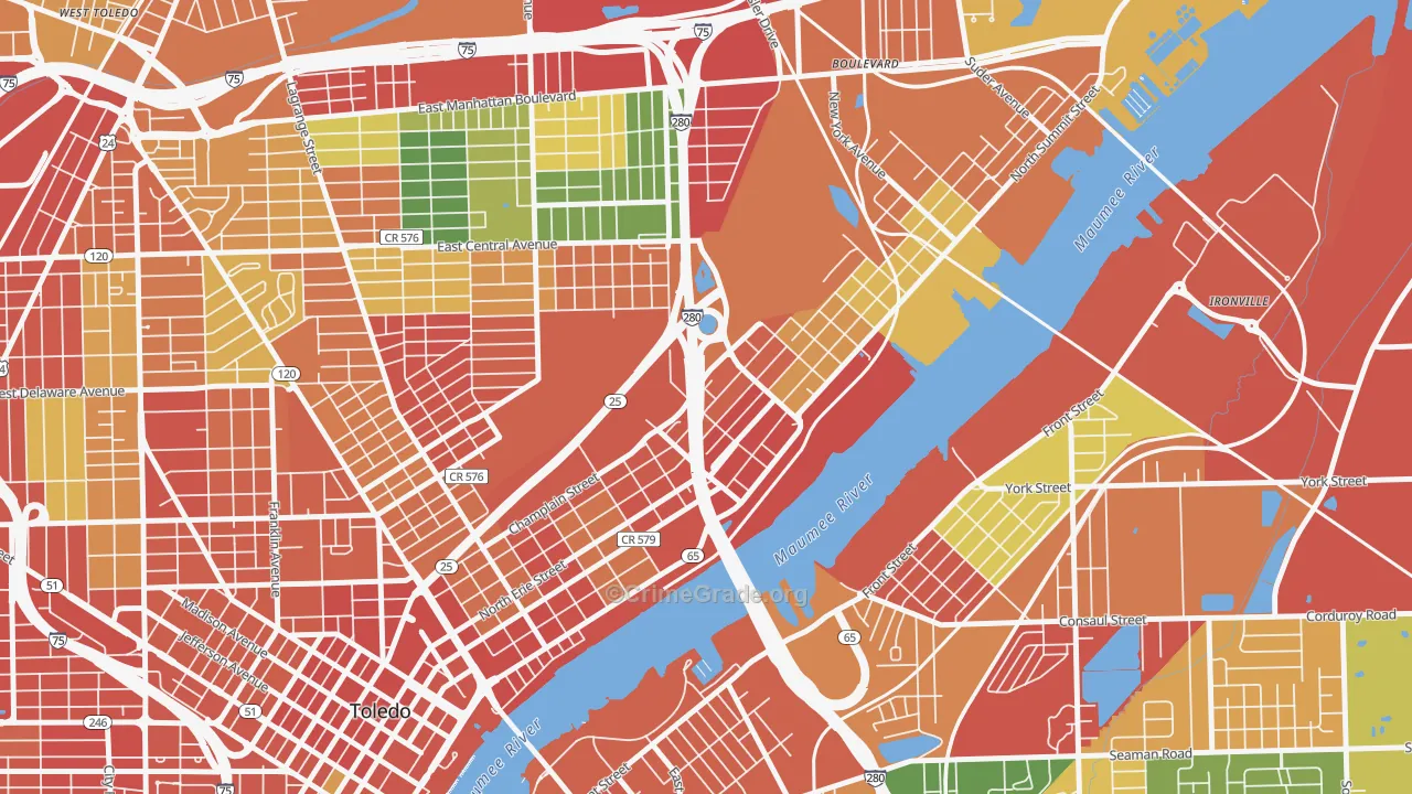 North River, Toledo, OH Map of Theft Rates