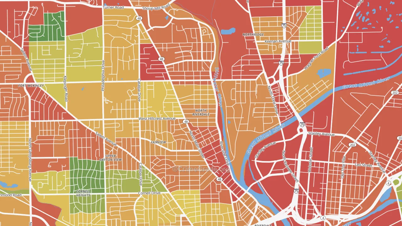 North Riverdale, Dayton, OH Map of Theft Rates