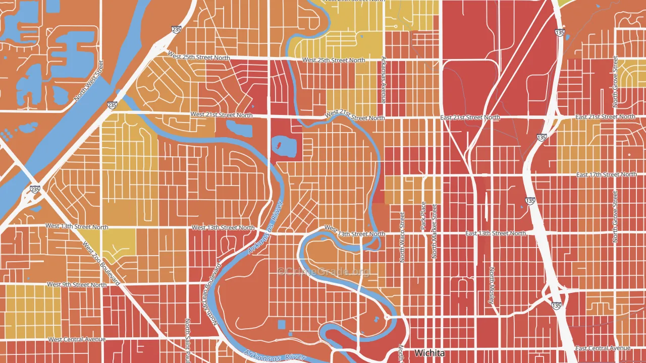North Riverside, Wichita, KS Map of Theft Rates