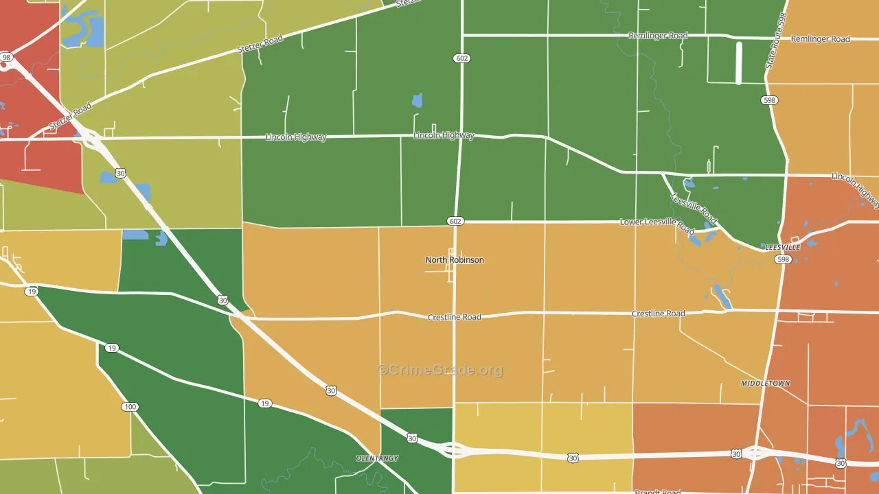 North Robinson, OH Map of Theft Rates