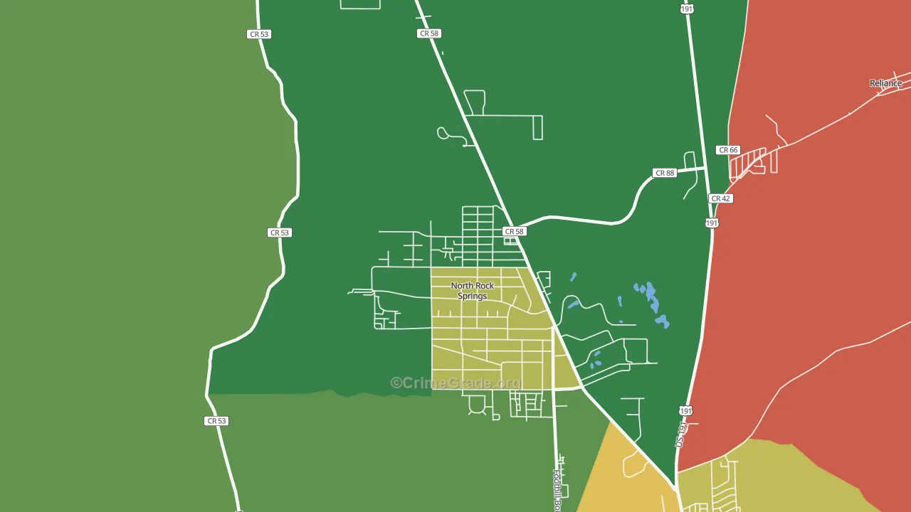 North Rock Springs, WY Map of Theft Rates
