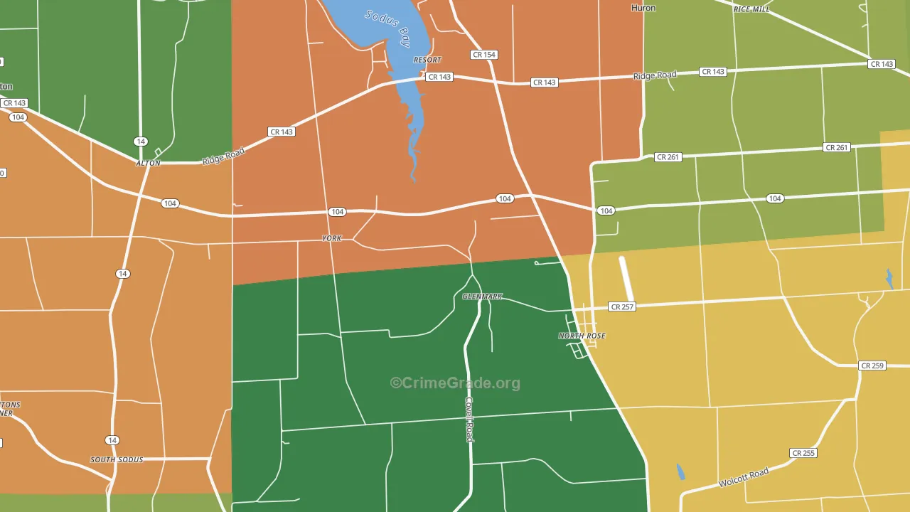 North Rose, NY Map of Theft Rates