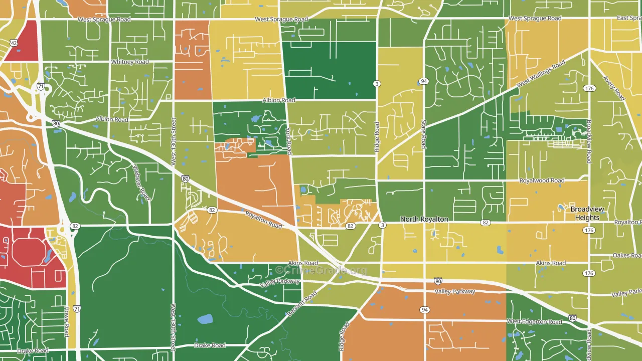 North Royalton, OH Map of Theft Rates