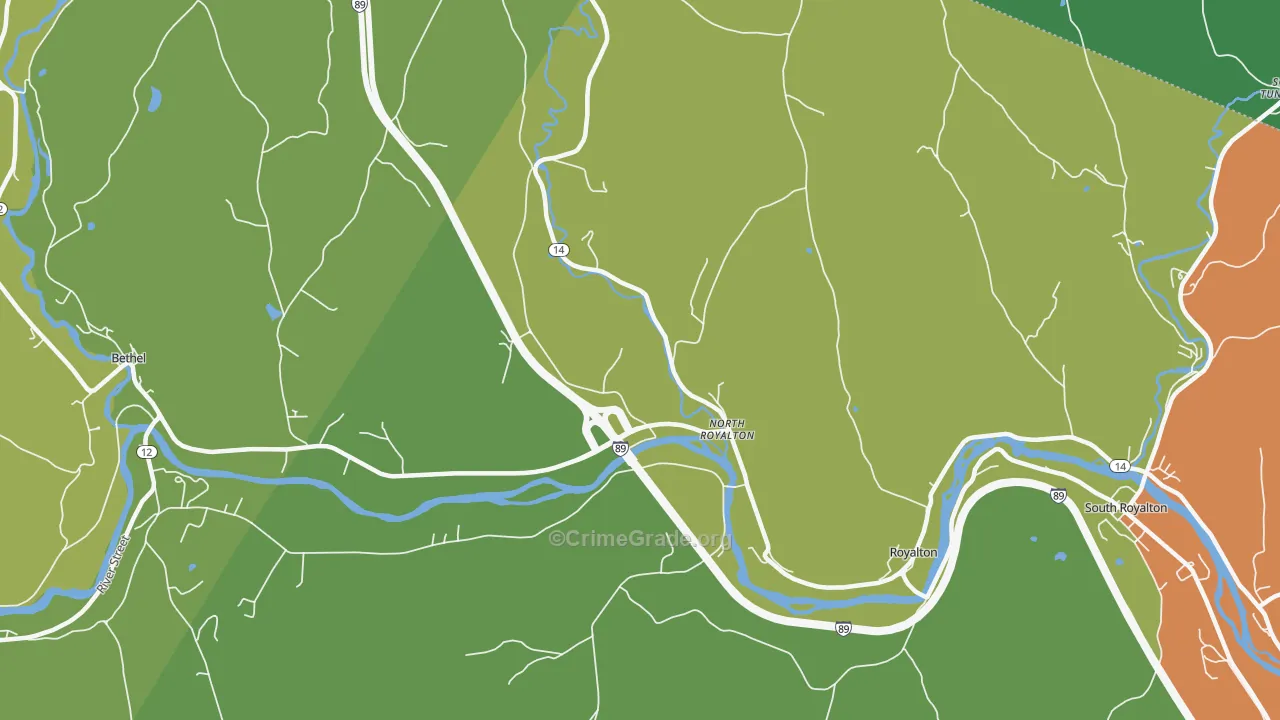 North Royalton, VT Map of Theft Rates