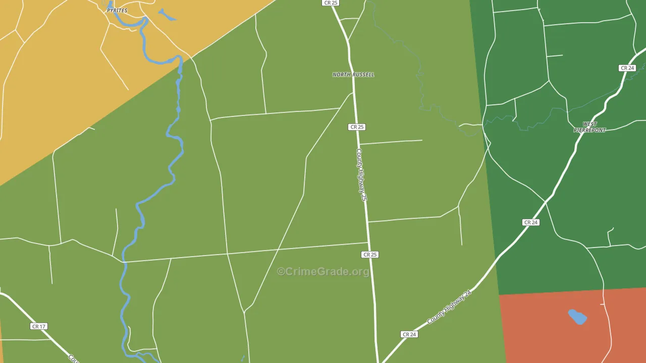 North Russell, NY Map of Theft Rates