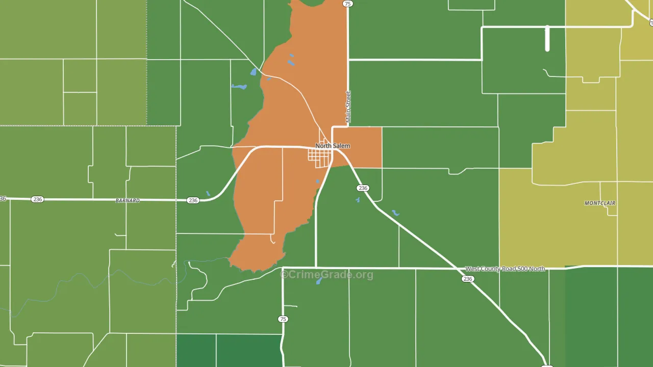 North Salem, IN Map of Theft Rates