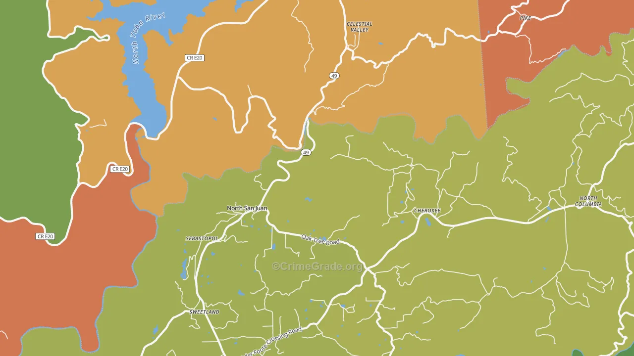 North San Juan, CA Map of Theft Rates