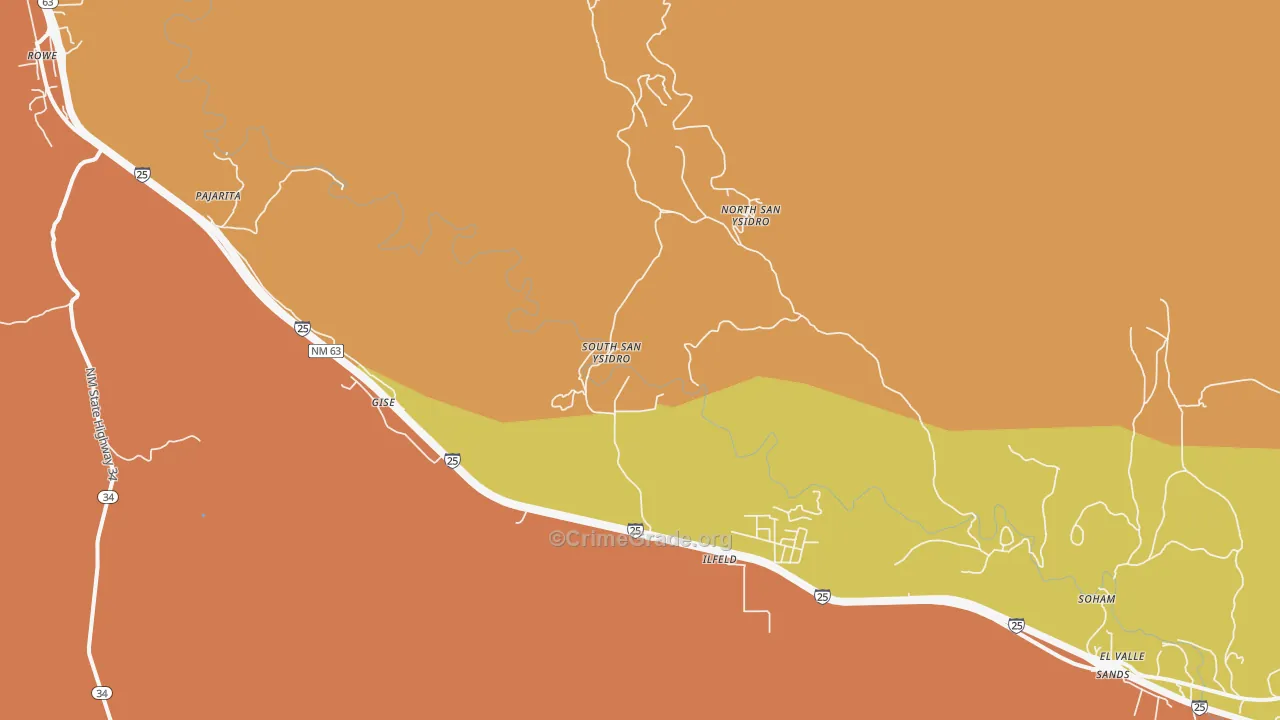North San Ysidro, NM Map of Theft Rates