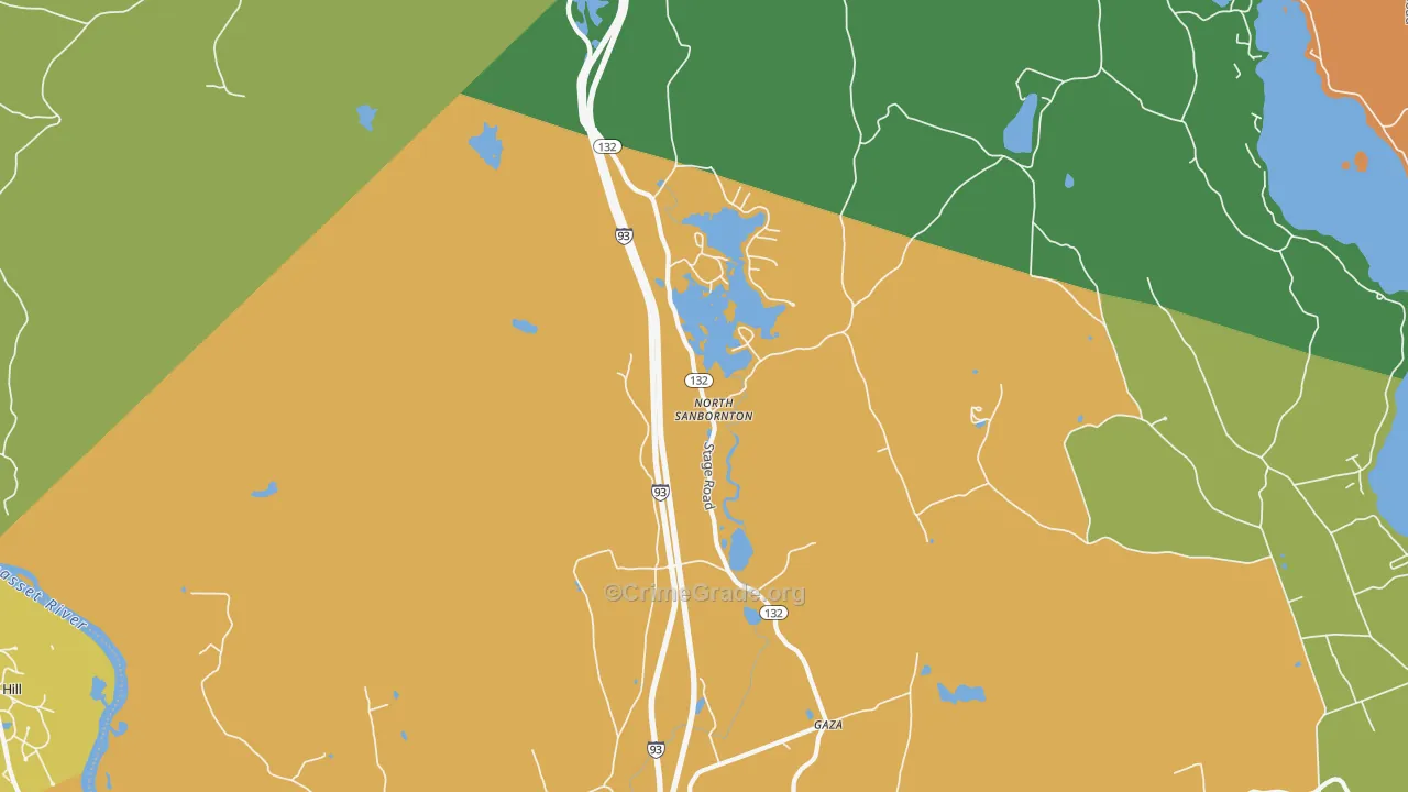 North Sanbornton, NH Map of Theft Rates