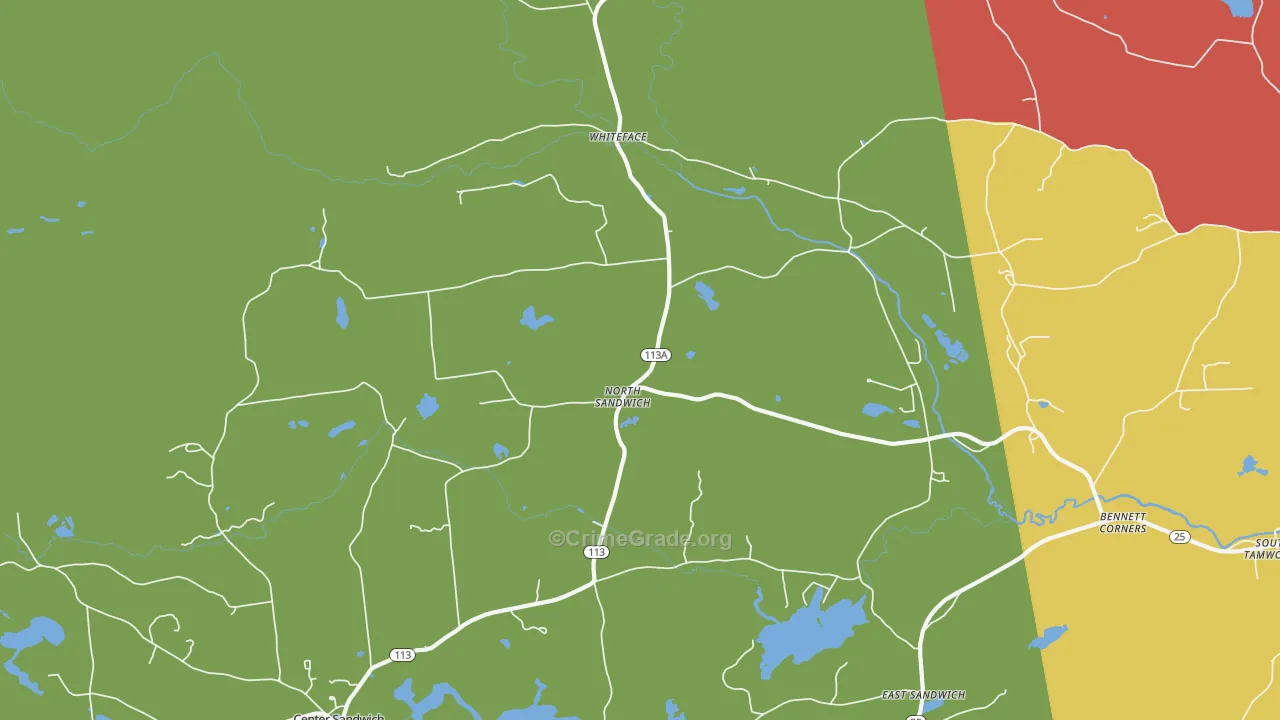 North Sandwich, NH Map of Theft Rates