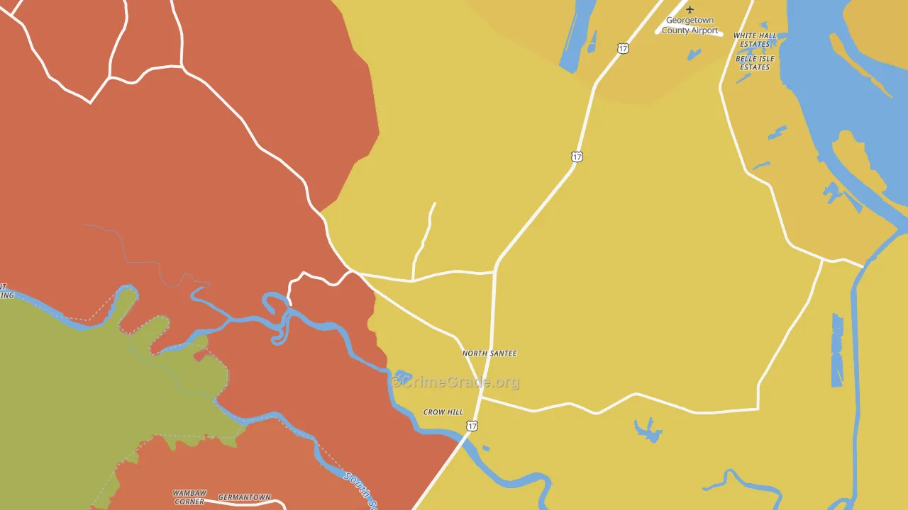 North Santee, SC Map of Theft Rates