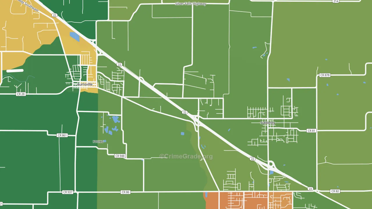 North Santiam, OR Map of Theft Rates