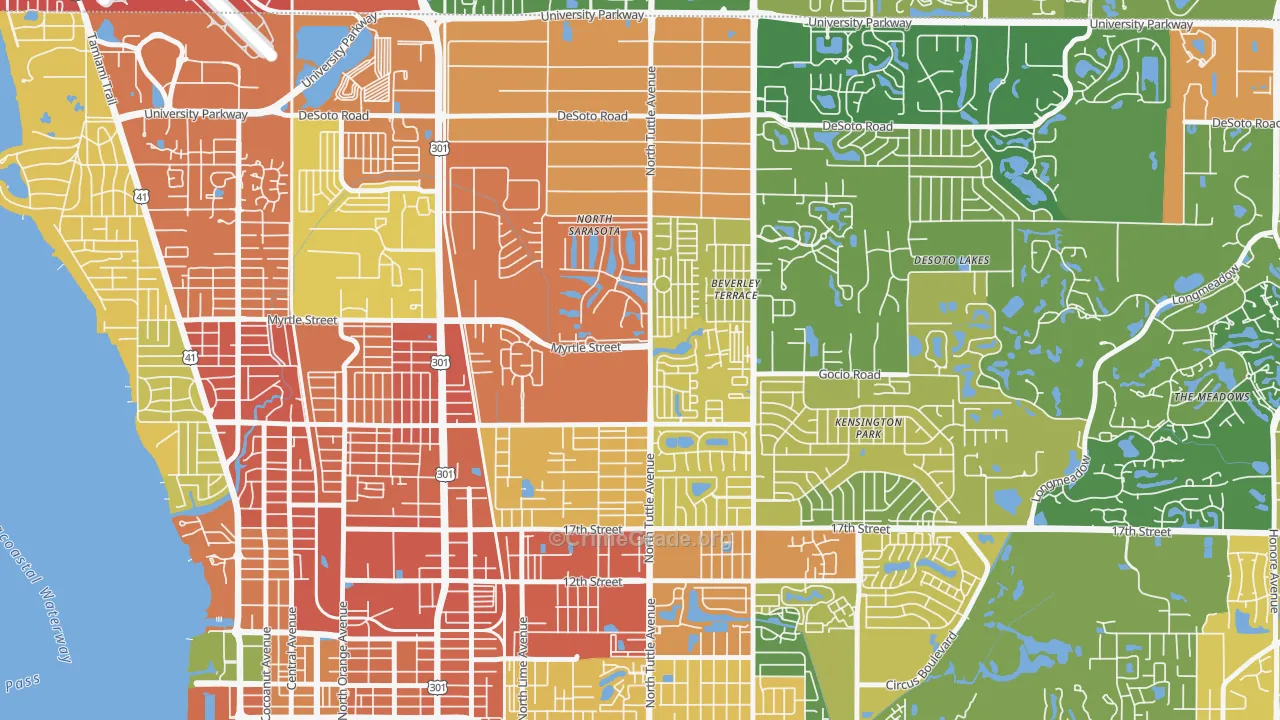 North Sarasota, FL Map of Theft Rates