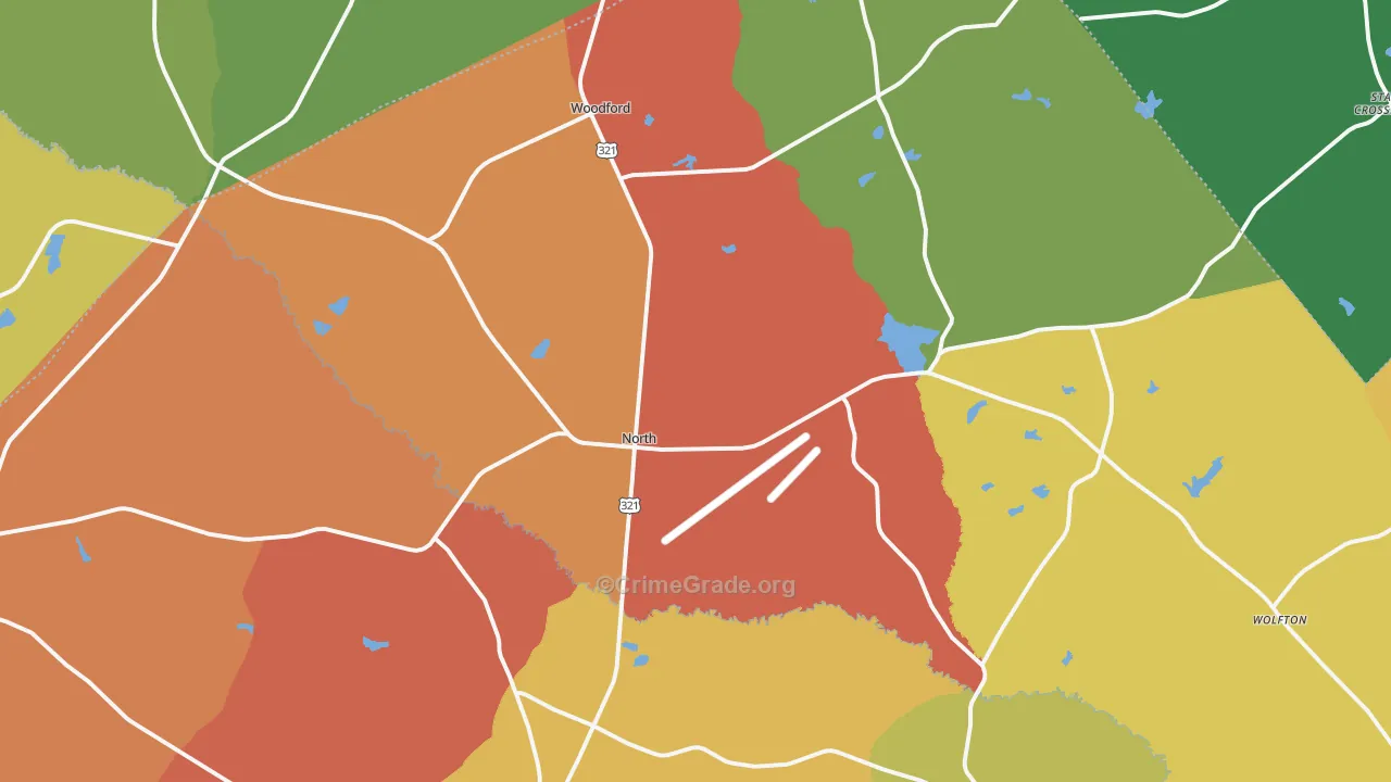 North, SC Map of Theft Rates