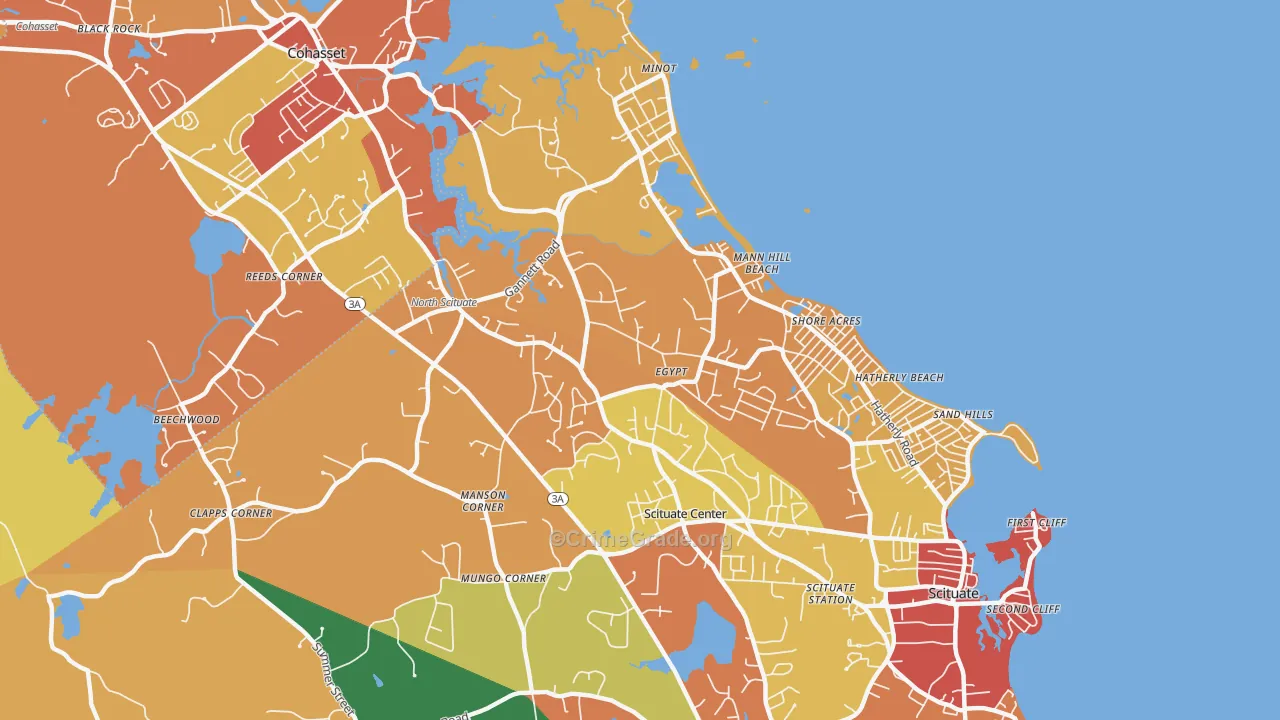 North Scituate, MA Map of Theft Rates