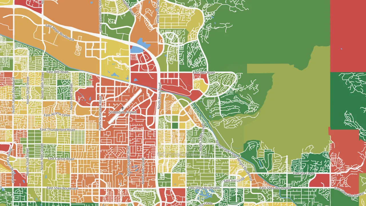 North Scottsdale, Scottsdale, AZ Map of Theft Rates