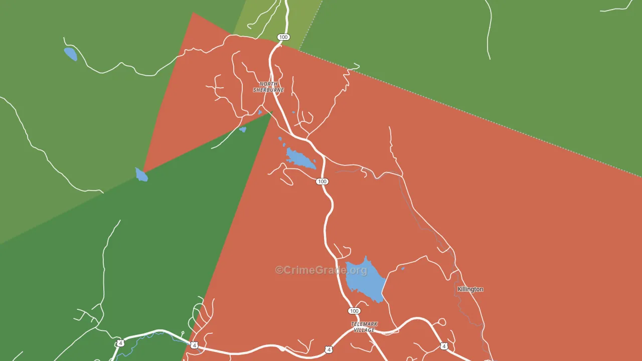North Sherburne, VT Map of Theft Rates