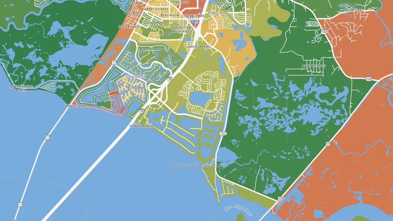 North Shore, LA Map of Theft Rates
