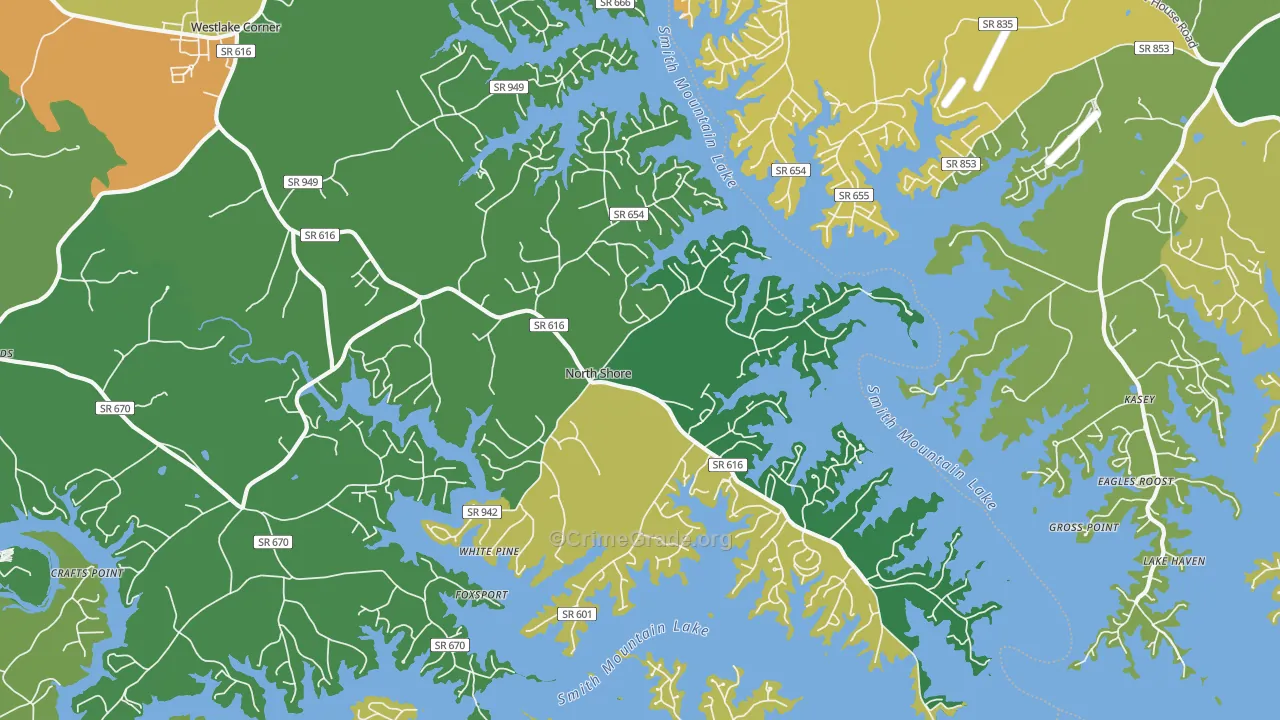 North Shore, VA Map of Theft Rates